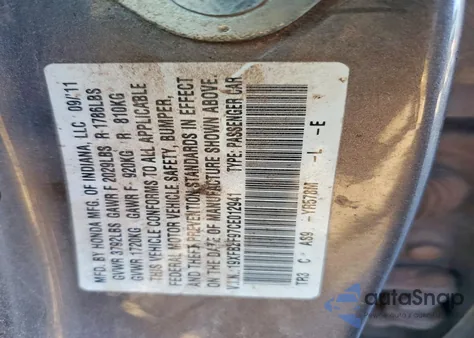 2012 Honda Civic Exl из США, поврежденный, VIN 19XFB2F97CE012941